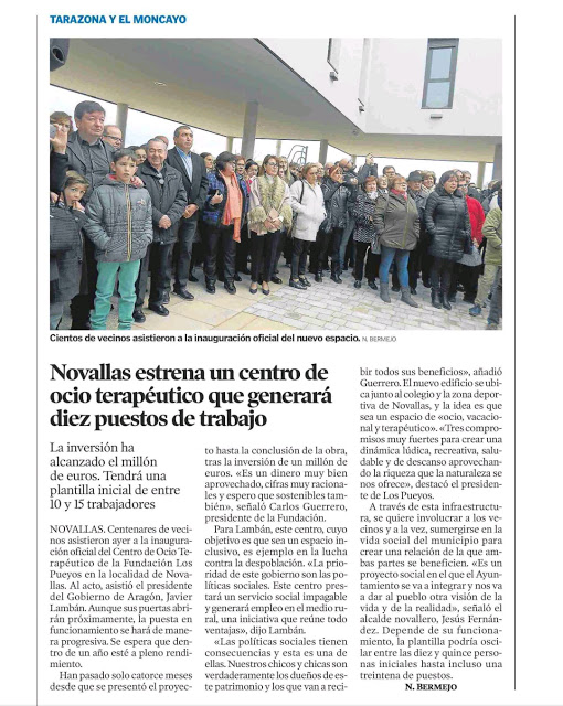 LA INAUGURACIÓN DEL CENTRO DE OCIO TERAPÉUTICO EN LOS MEDIOS DE COMUNICACIÓN