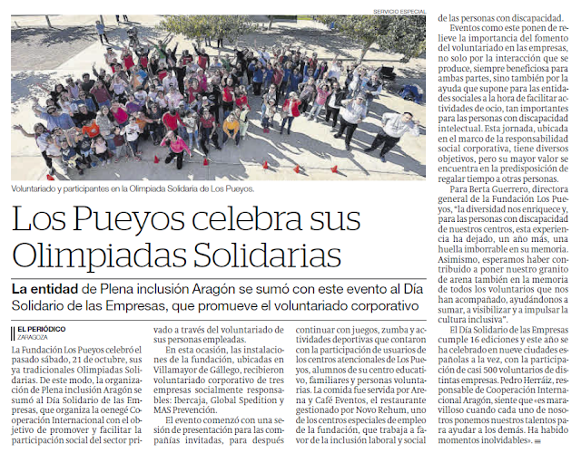 OLIMPIADAS SOLIDARIAS EN EL PERIÓDICO DE ARAGÓN